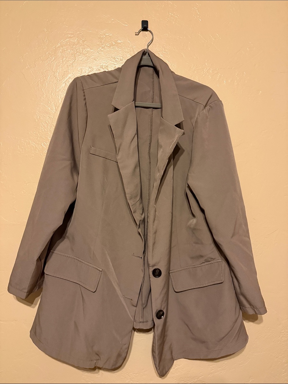 SHEIN Taupe Open-Front Blazer Jacket